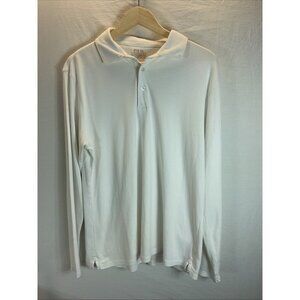 Rye 51 Shirt Mens XL White Polo Long Sleeve Luxe Pima Cotton Preppy Office